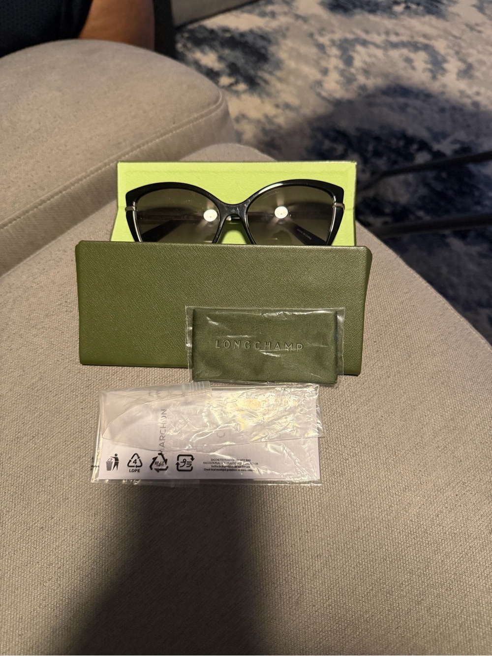 Longchamp Black Cat-Eye Sunglasses with Gradient Purple Lenses - Picture 3 of 6
